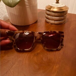 Leopard Print Square Sunglasses